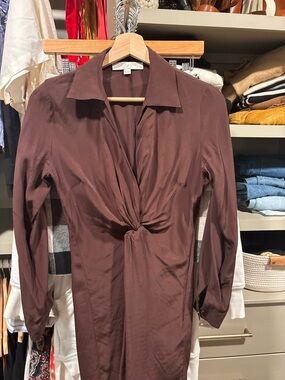LOFT Brown Twist-Front dress